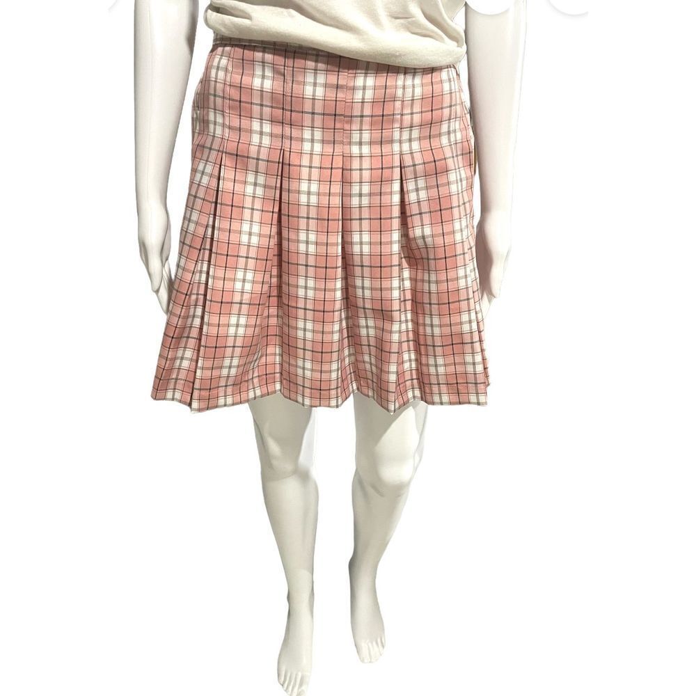 Womens PREPPY Pink Plaid Pleated School Girl Skirt SZ S Small Skirt